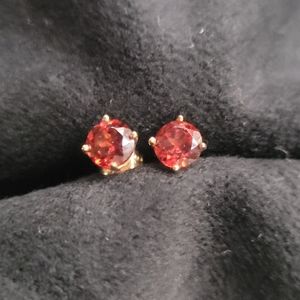 Garnet Stud Earrings 14K Yellow Gold